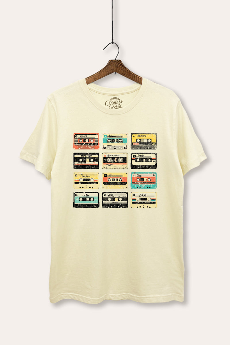 vintage cassette tapes women's basic graphic t-shirt
