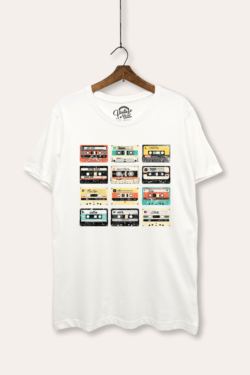 vintage cassette tapes women's basic graphic t-shirt