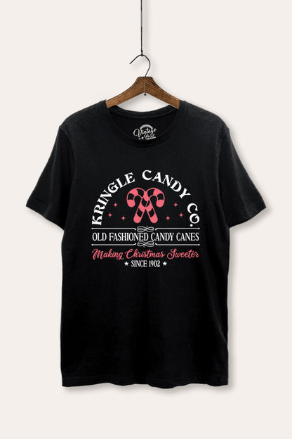 Christmas Candy Cane Graphic Women's Basic Casual Tee