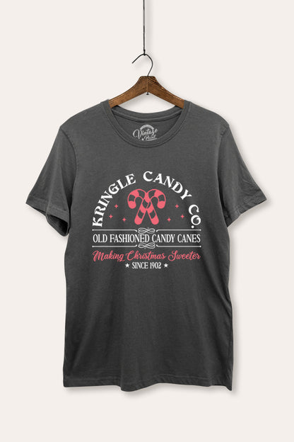 Christmas Candy Cane Graphic Women's Basic Casual Tee