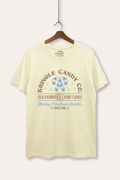 Christmas Candy Cane Graphic Women's Basic Casual Tee