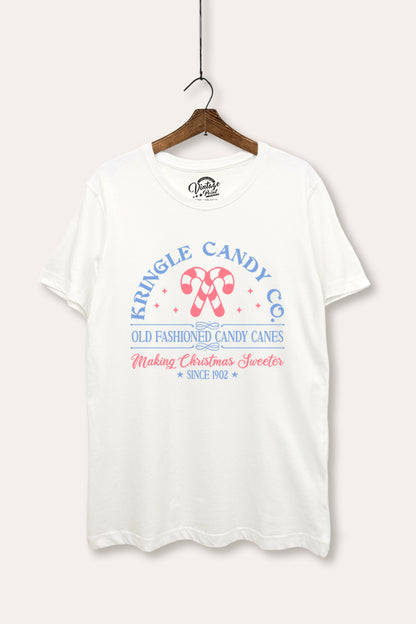 Christmas Candy Cane Graphic Women's Basic Casual Tee