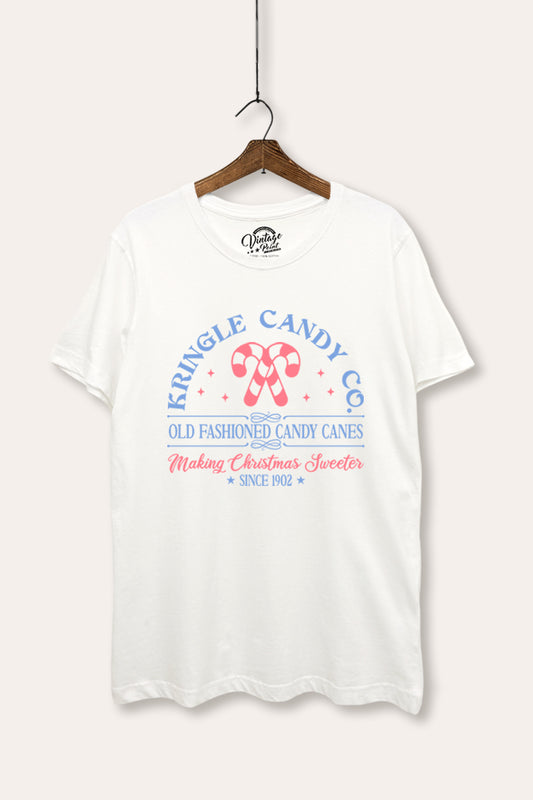 christmas candy cane women's basic graphic t-shirt