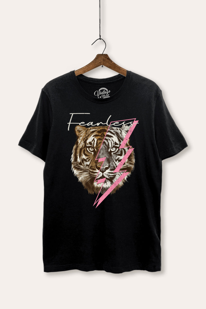 Fearless Tiger Lightning Graphic Women's Basic Casual Tee