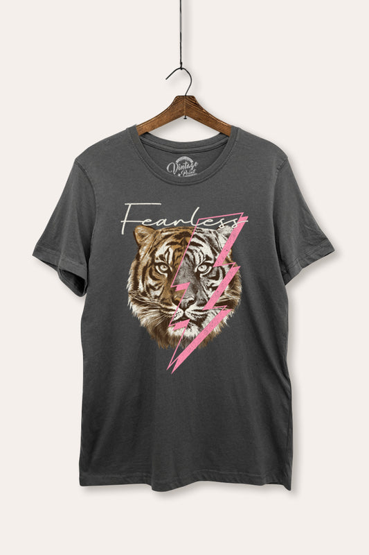 Fearless Tiger Lightning Graphic Women's Basic Casual Tee