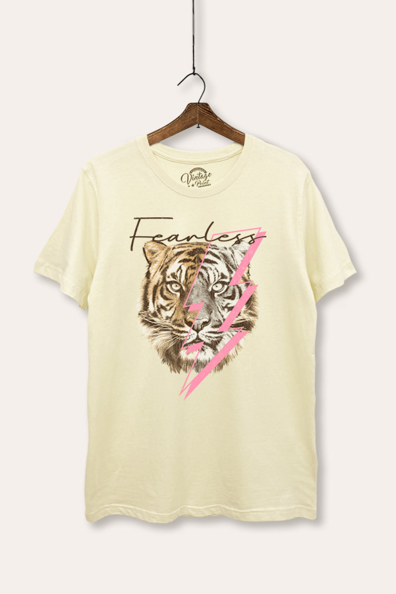 Fearless Tiger Lightning Graphic Women's Basic Casual Tee