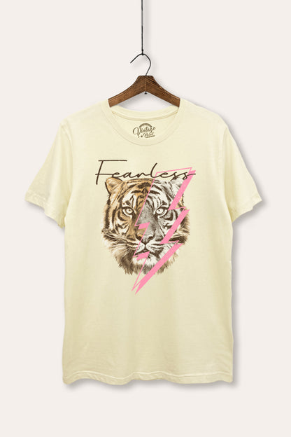 Fearless Tiger Lightning Graphic Women's Basic Casual Tee