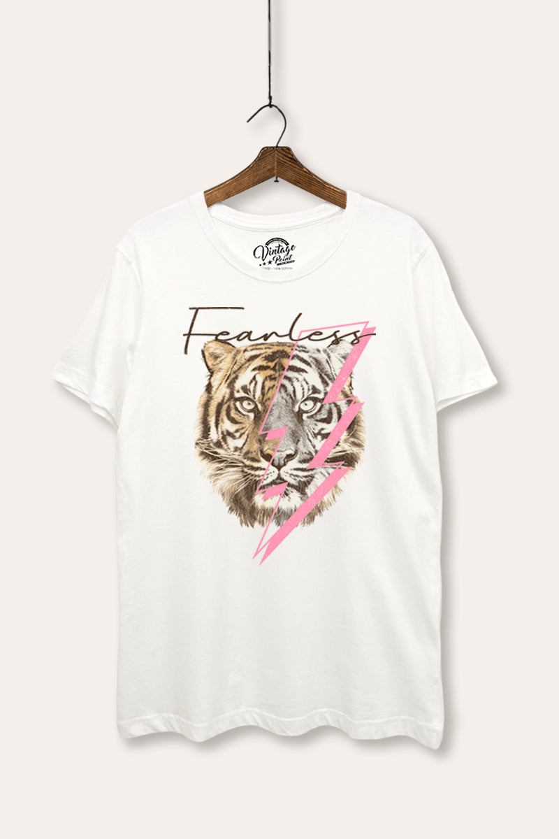 Fearless Tiger Lightning Graphic Women's Basic Casual Tee