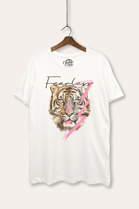Fearless Tiger Lightning Graphic Women's Basic Casual Tee