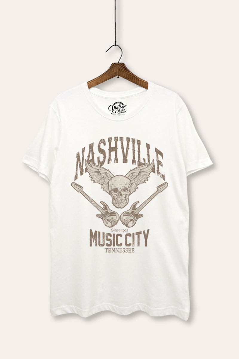nashville music city women's basic graphic tee