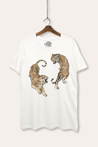 Fighting Tigers Graphic Women's Basic Casual Tee