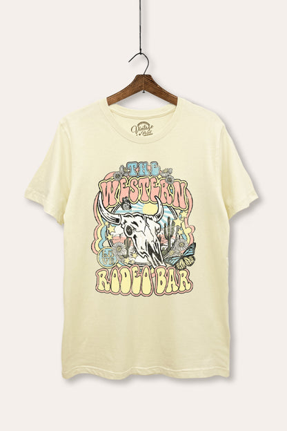 Western Rodeo Bar Retro Graphic Women's Basic Casual Tee