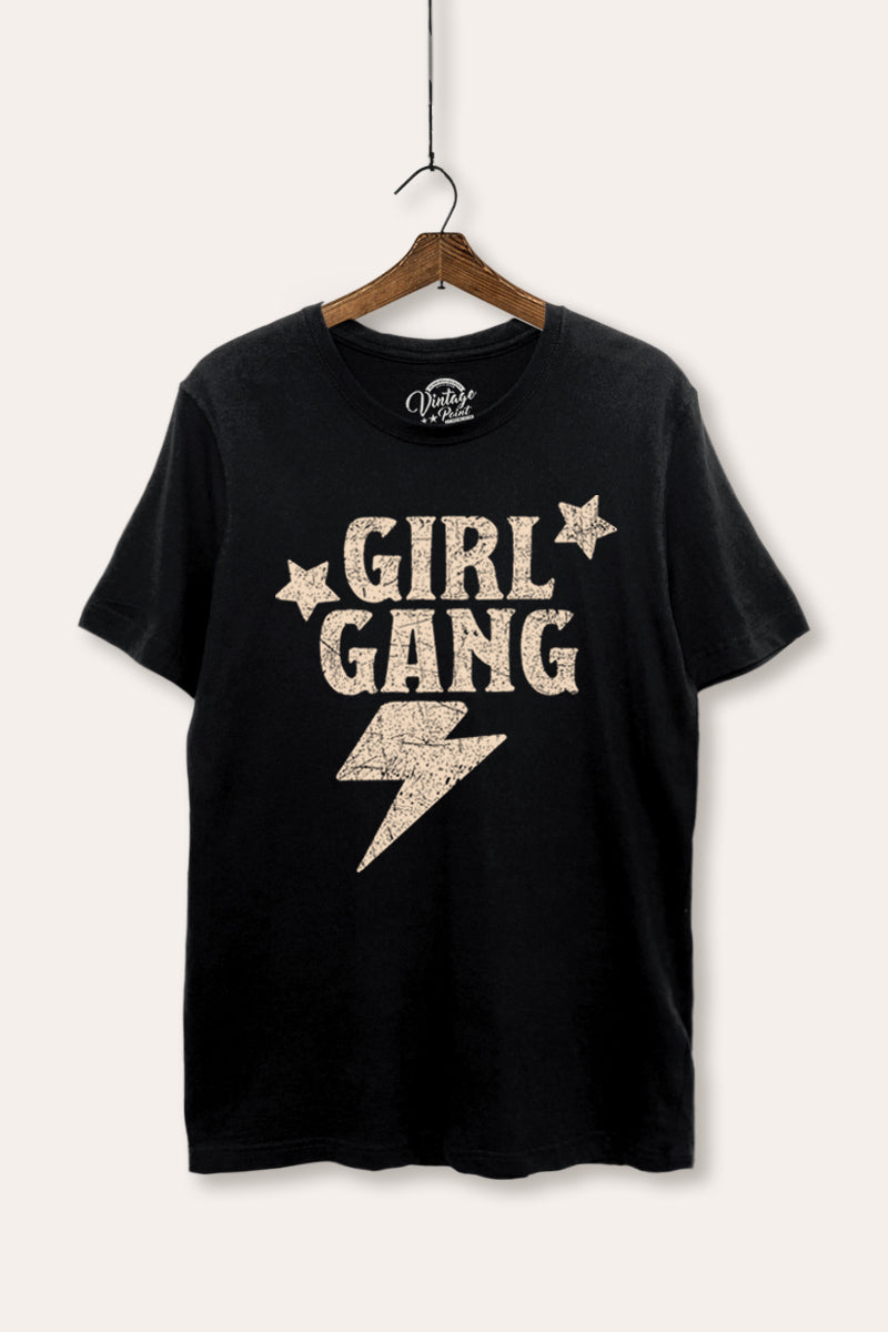 "girl gang" lightning graphic women's basic t-shirt
