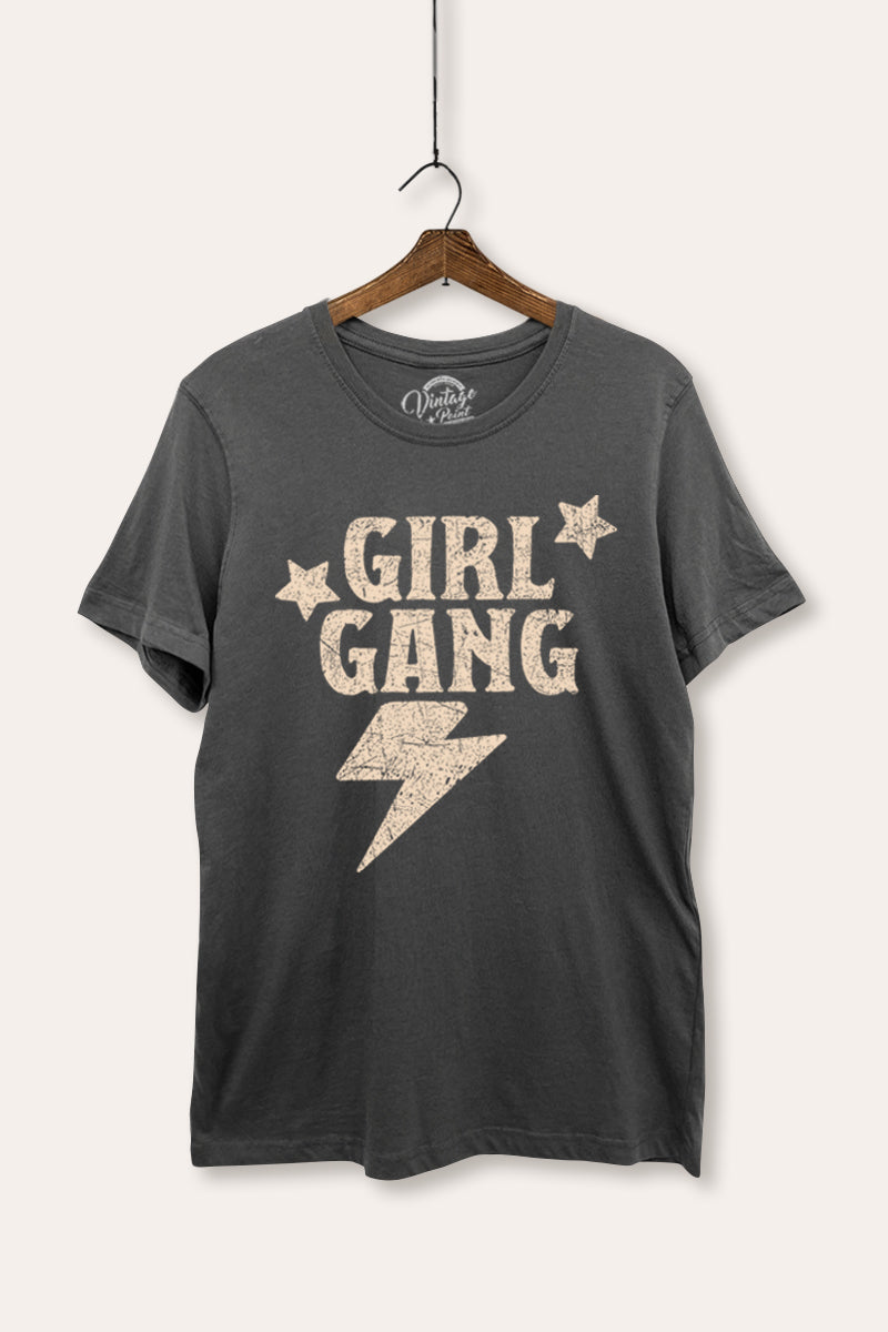 "girl gang" lightning graphic women's basic t-shirt
