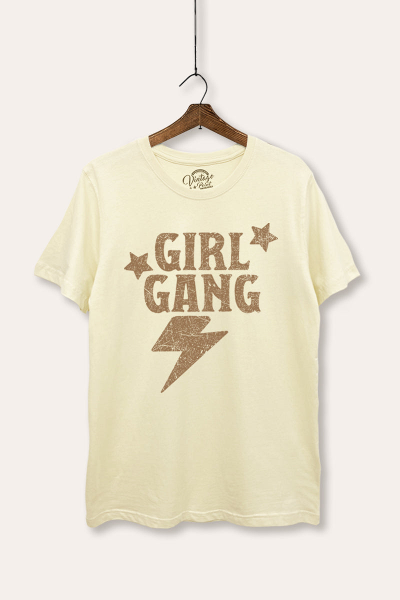 "girl gang" lightning graphic women's basic t-shirt