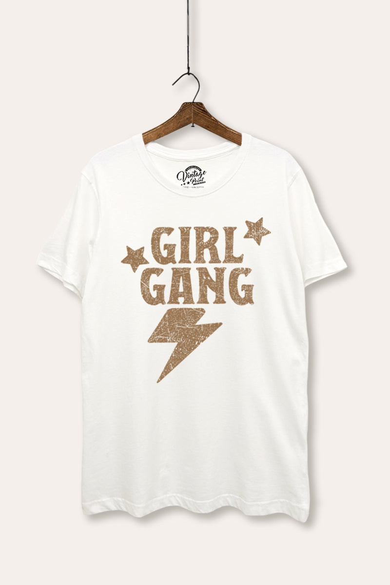 "girl gang" lightning graphic women's basic t-shirt
