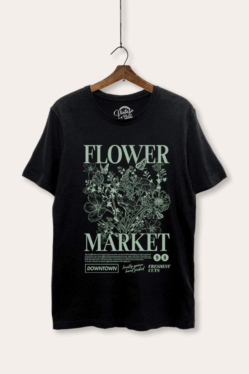 "flower market" bouquet women's basic graphic t-shirt
