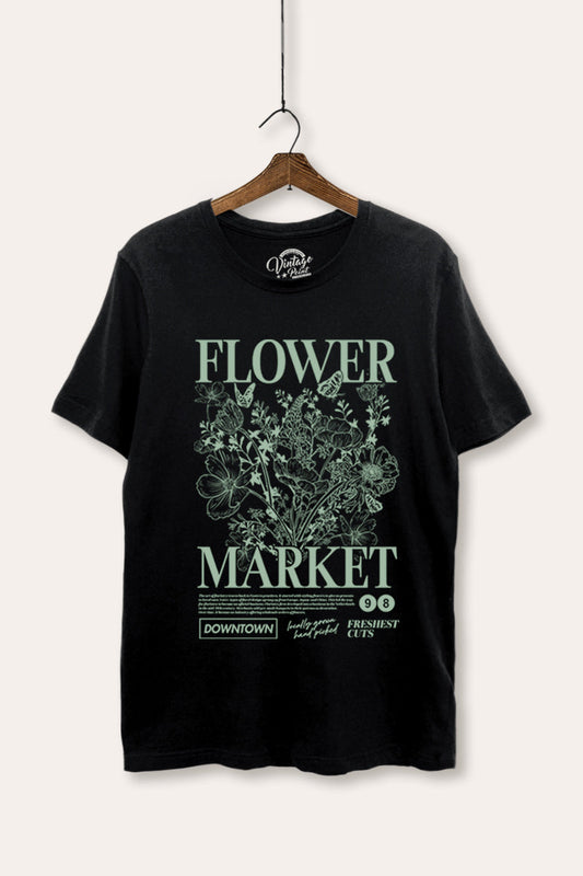 Flower Market Graphic Women's Basic Casual Tee
