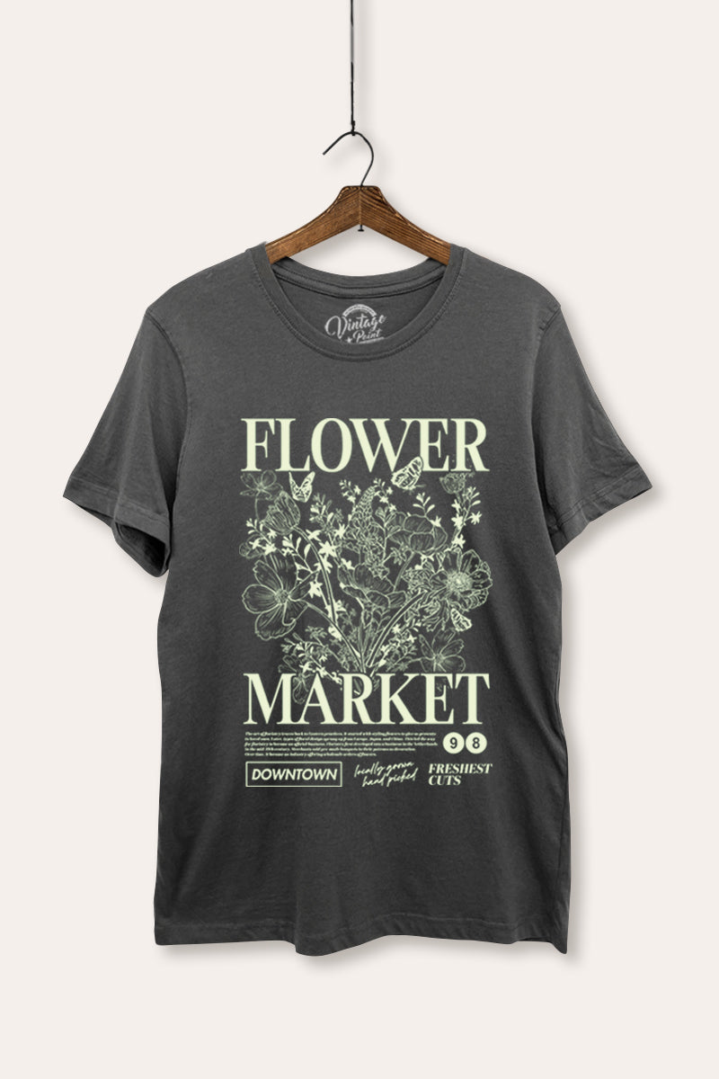 "flower market" bouquet women's basic graphic t-shirt