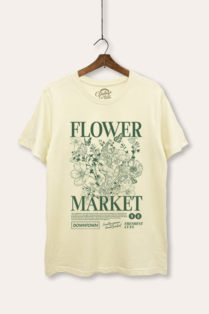 "flower market" bouquet women's basic graphic t-shirt
