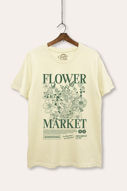 Flower Market Graphic Women's Basic Casual Tee