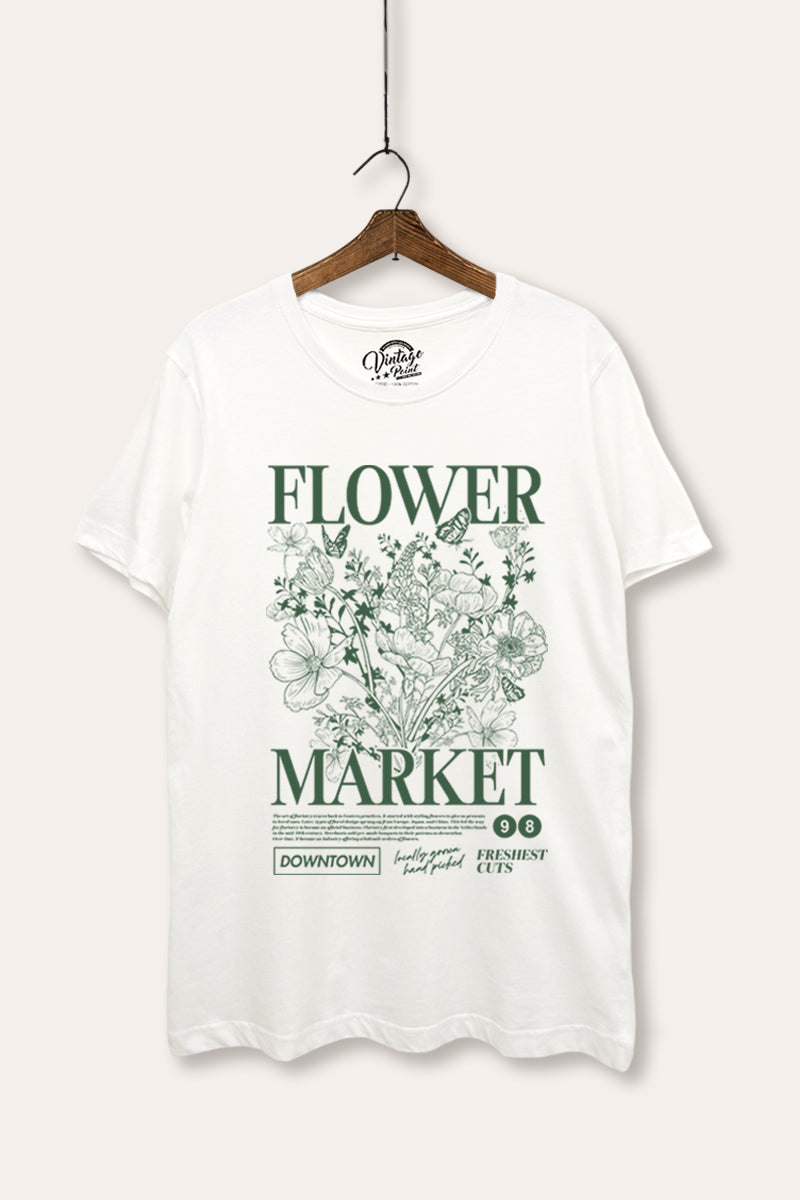 "flower market" bouquet women's basic graphic t-shirt