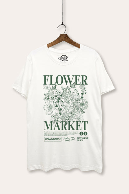 Flower Market Graphic Women's Basic Casual Tee