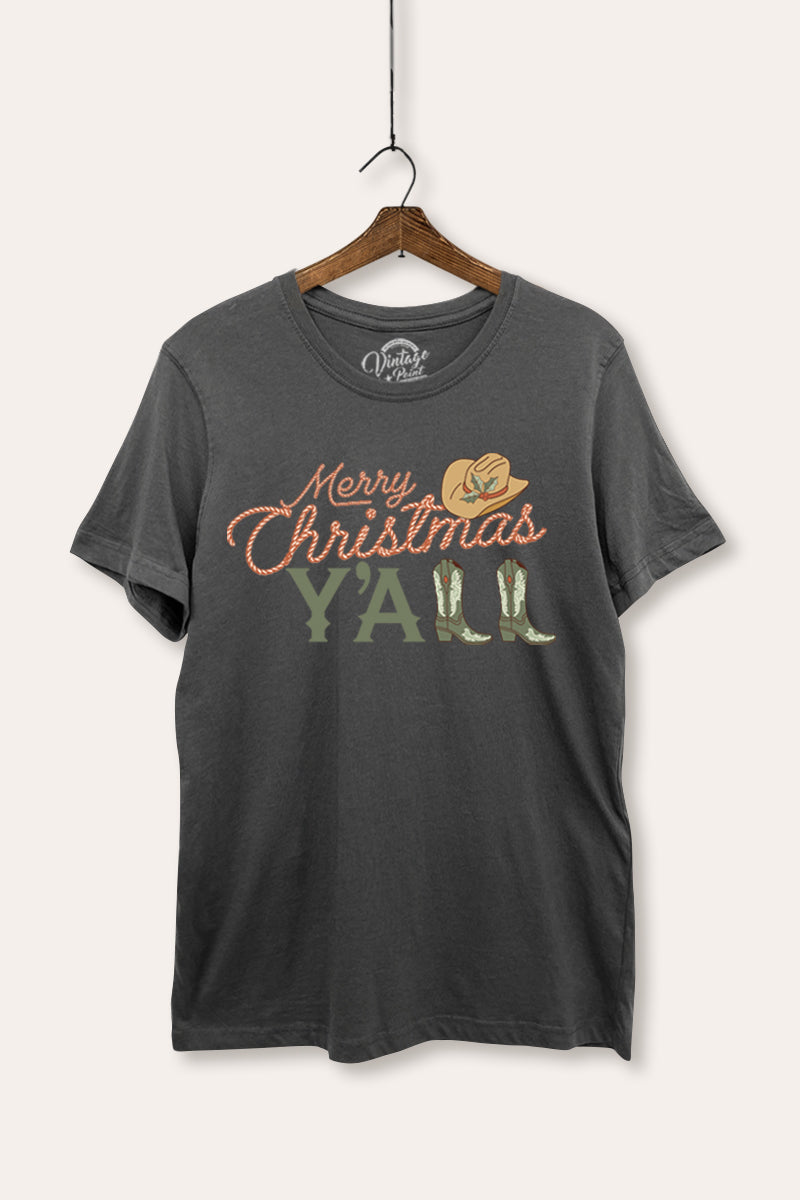 "merry christmas y'all" typography women's basic t-shirt