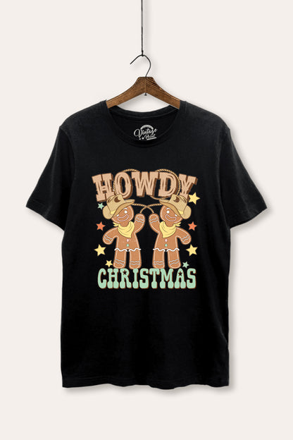 Howdy Christmas Gingerbread Graphic Women's Basic Casual Tee