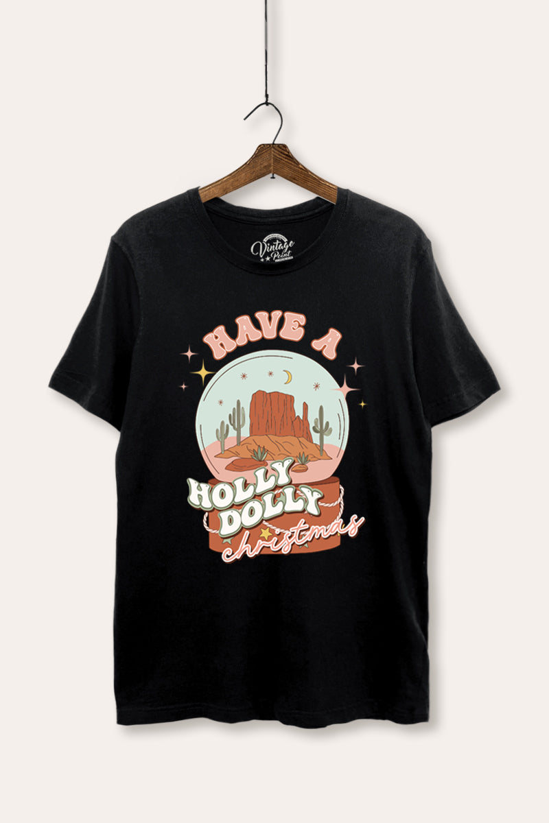 "holly dolly christmas" women's basic graphic tee