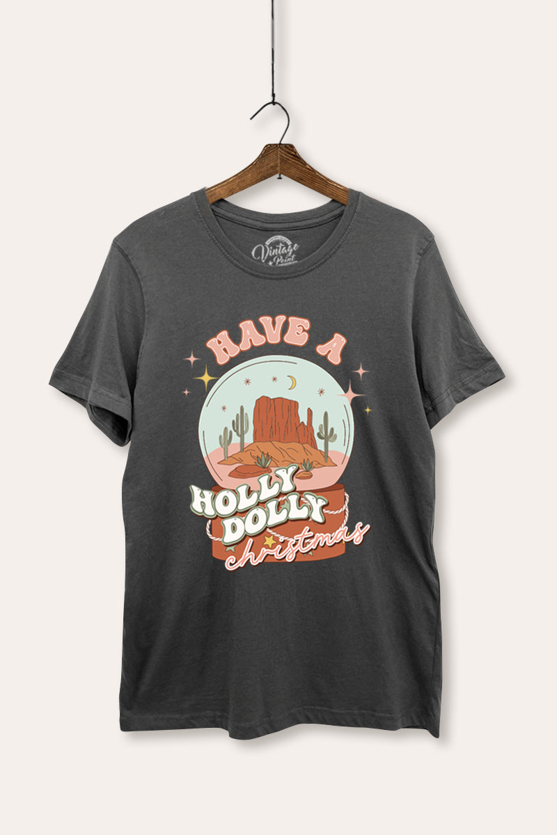 "holly dolly christmas" women's basic graphic tee