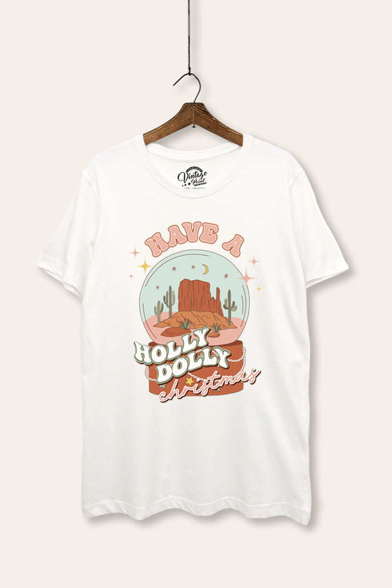 "holly dolly christmas" women's basic graphic tee