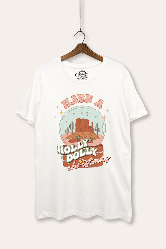"holly dolly christmas" women's basic graphic tee
