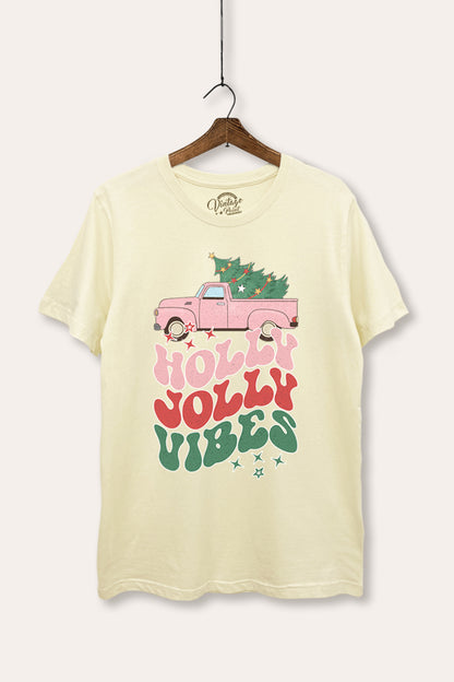 Holly Jolly Vibes Graphic Women's Basic Casual Tee