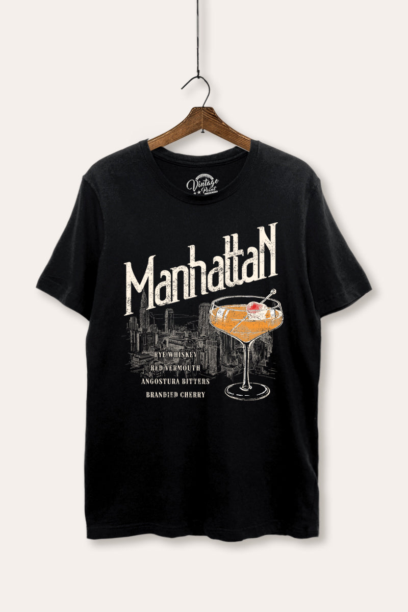 manhattan cocktail women's basic graphic t-shirt