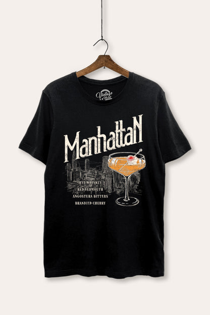 Manhattan Cocktail Skyline Graphic Women's Basic Casual Tee