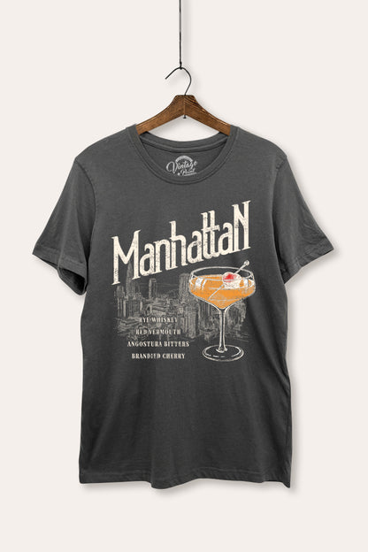 Manhattan Cocktail Skyline Graphic Women's Basic Casual Tee