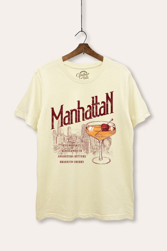 Manhattan Cocktail Skyline Graphic Women's Basic Casual Tee