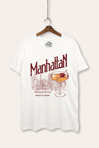 Manhattan Cocktail Skyline Graphic Women's Basic Casual Tee