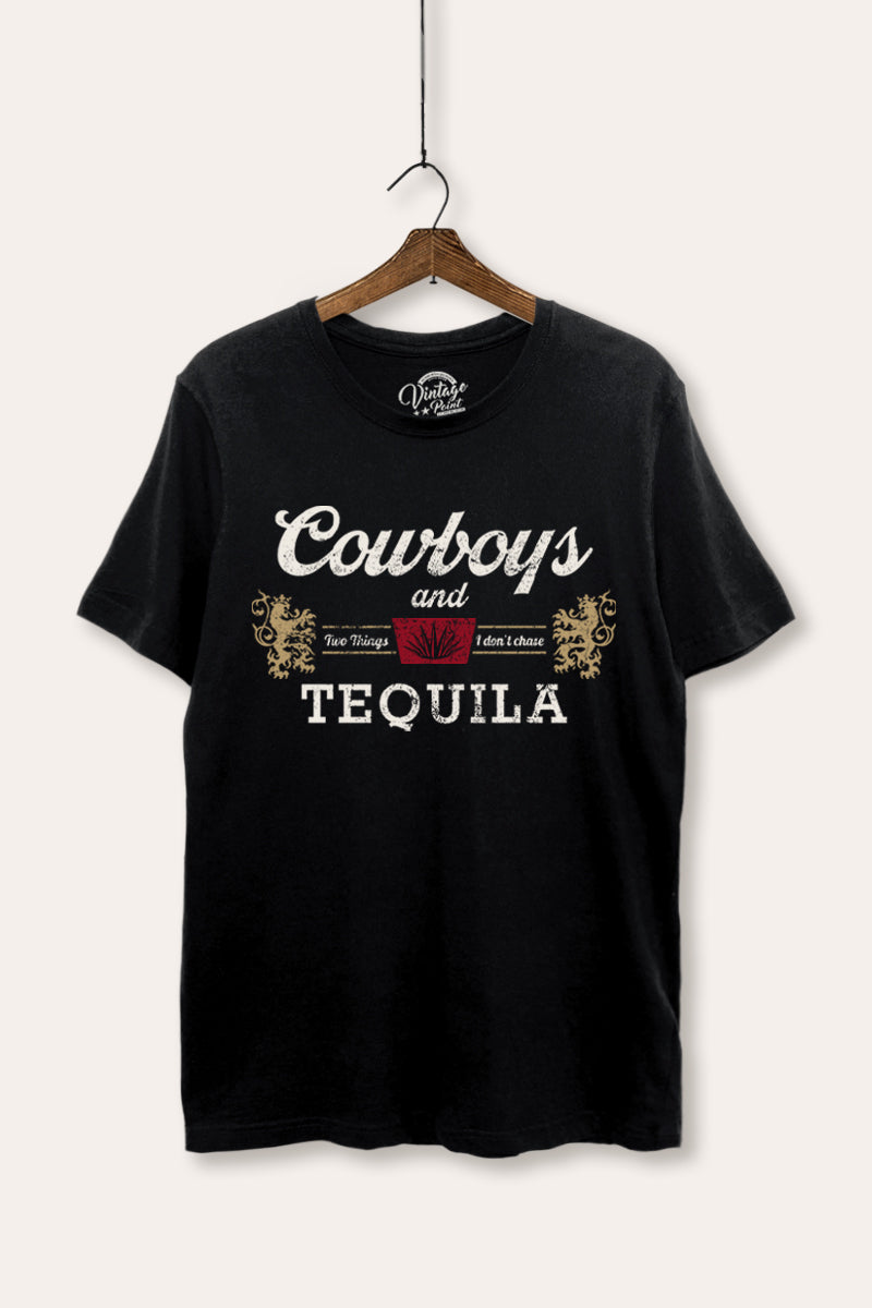 "cowboys & tequila" graphic women's basic tee