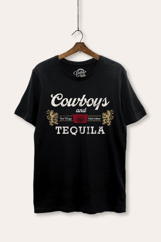 "cowboys & tequila" graphic women's basic tee