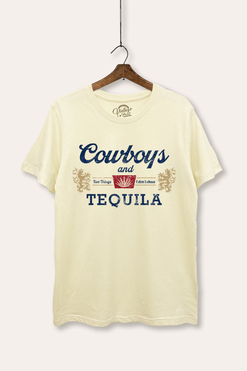 "cowboys & tequila" graphic women's basic tee