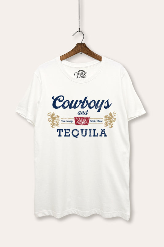 "cowboys & tequila" graphic women's basic tee