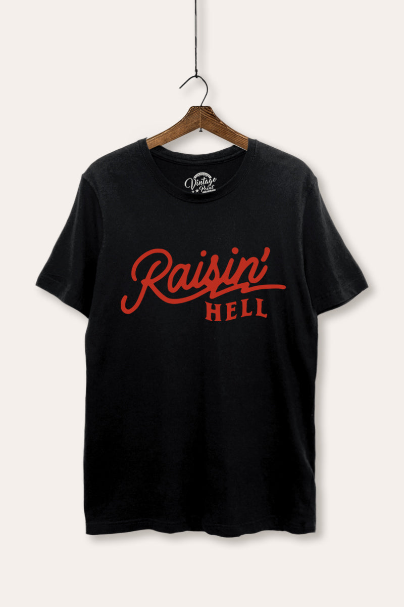 "raisin' hell" women's basic edgy graphic t-shirt
