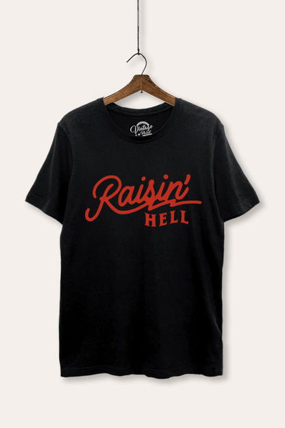 Raisin' Hell Retro Typography Women's Basic Casual Tee