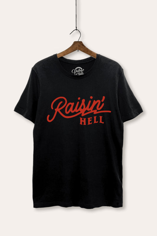 Raisin' Hell Retro Typography Women's Basic Casual Tee