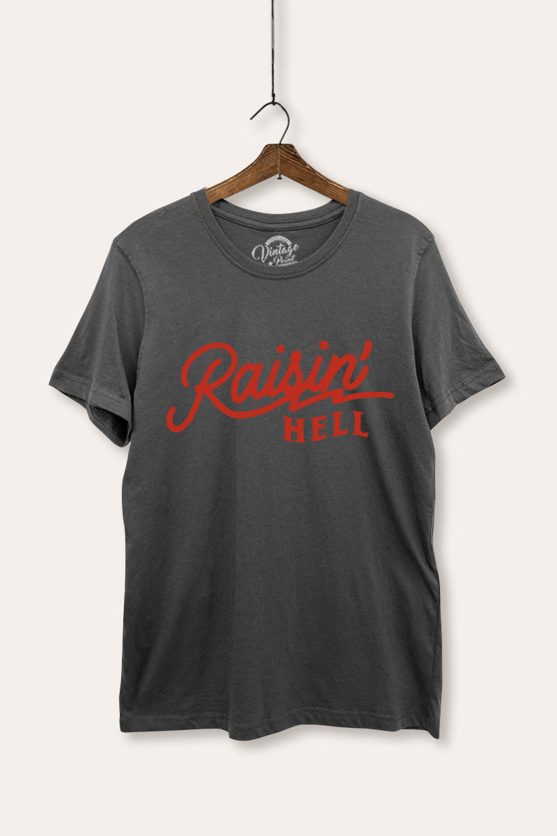 Raisin' Hell Retro Typography Women's Basic Casual Tee