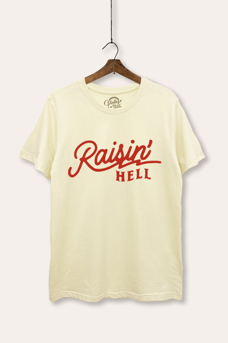"raisin' hell" women's basic edgy graphic t-shirt