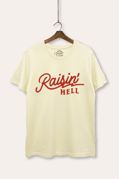 Raisin' Hell Retro Typography Women's Basic Casual Tee