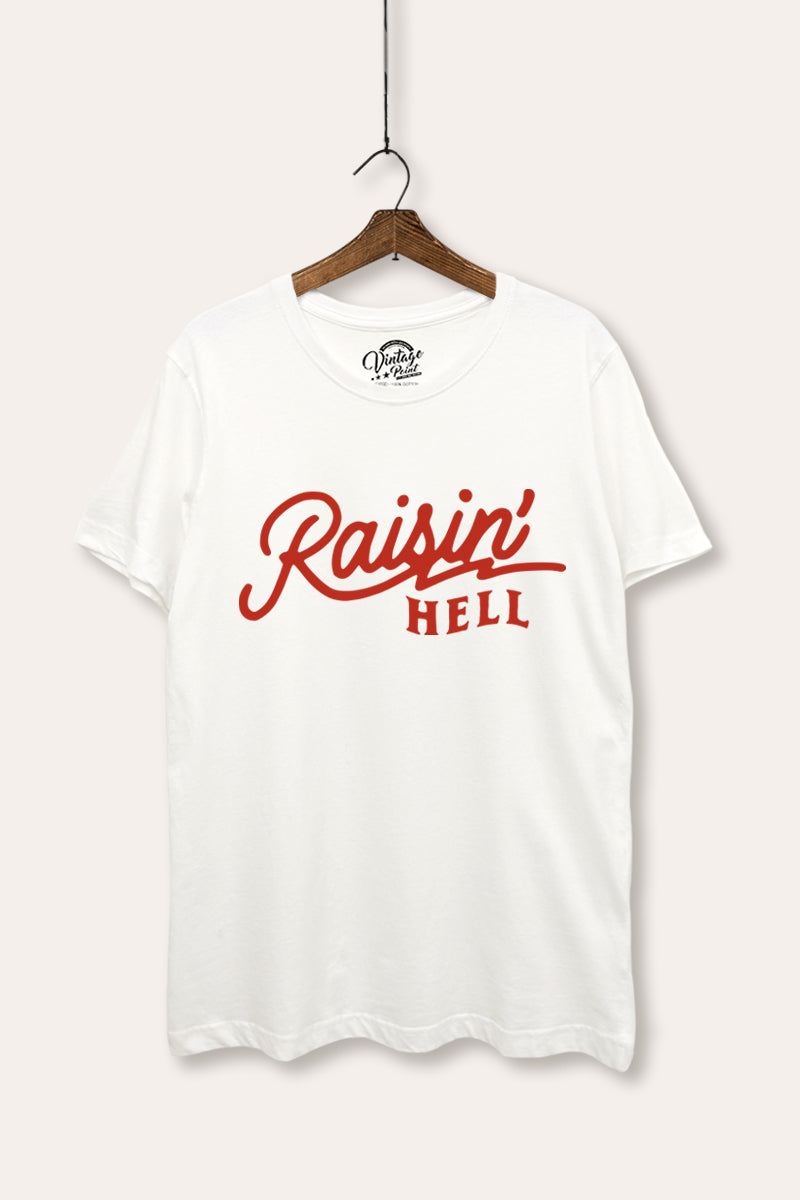 "raisin' hell" women's basic edgy graphic t-shirt
